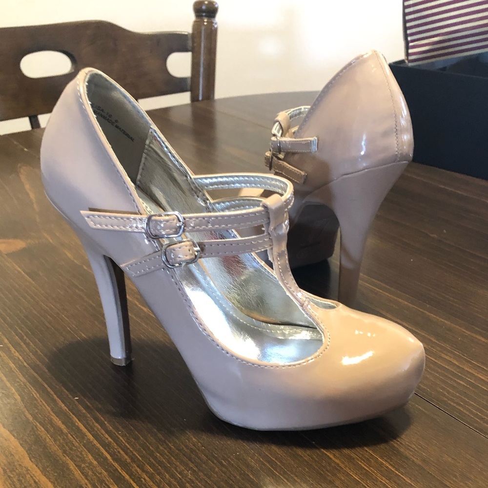 Nude Patent Leather Pumps